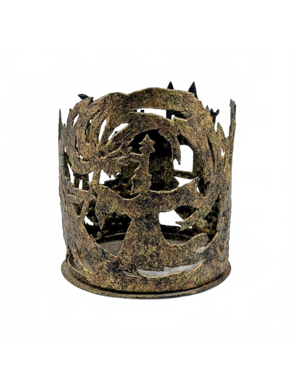 Gothic Galvanized Metal Wizard Medieval Castle Candle Holder
